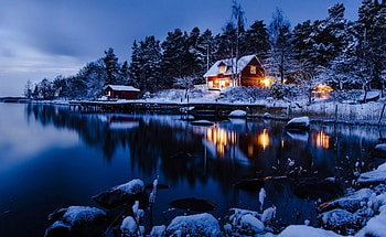 Winter, nature, rflection, lake HD wallpaper