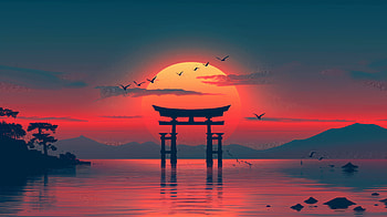 Golden Sunset Glow Over The Lake With Birds, birds, sunset, lake, artist, artwork, digital-art HD wallpaper