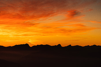 Nature, Sunset, Mountains, Twilight, Dark, Dusk, Outlines HD wallpaper
