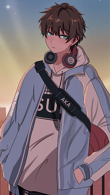 Anime boy, art, sigh, brown_hair, heads HD phone wallpaper