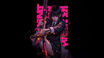 Dark Samurai Girl With Katana Sword, dark, anime-girl, samurai, girl, katana, sword, artist, artwork, art, digital-art, ai, black, deviantart HD wallpaper