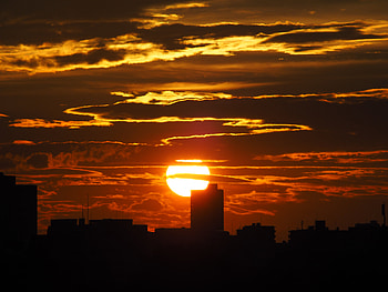 Sunset, City, Building, Dark, Silhouettes HD wallpaper