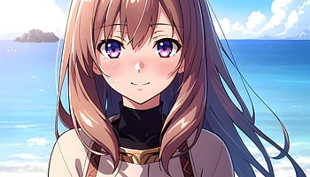 A girl on beach, sea, beach, AI Art, Anime, girl, anime girl, Anime beach HD wallpaper