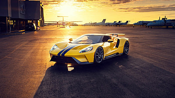 Ford GT, Sporty yellow car, , Stunning background HD wallpaper