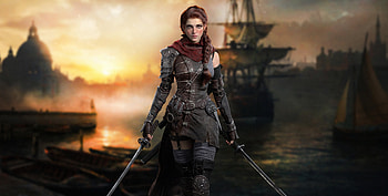 Pirate Girl , pirate, artist, artwork, digital-art, sword, warrior HD wallpaper