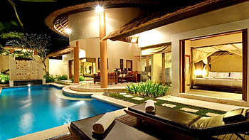 Water, Night, Miscellanea, Miscellaneous, Evening, Table, Sun Loungers, Sun Beds, Villa, Pool, Side Table, Sofas, Country House, Dacha, Beds HD wallpaper