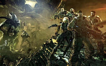 Gears of War franchise, Intense gaming battles, Game's aesthetic, Iconic characters HD wallpaper