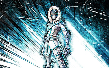 Snowstrike, grunge art, Fortnite Battle Royale, Fortnite characters, blue abstract rays, Snowstrike Skin, Fortnite, Snowstrike Fortnite HD wallpaper