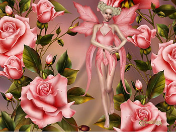 Fairy, abstract, roses, fantasy HD wallpaper