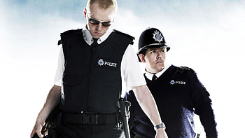 Hot Fuzz, background , Dynamic visual style, Exciting police adventure HD wallpaper