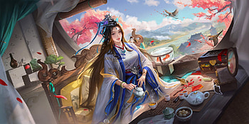 Tea Time, asian, art, fantasy, , geisha, girl, woman, tea, digital, pretty HD wallpaper