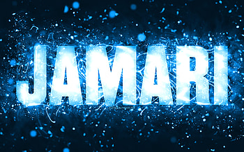 Happy Birtay Jamari, , blue neon lights, Jamari name, creative, Jamari Happy Birtay, Jamari Birtay, popular american male names, with Jamari name, Jamari HD wallpaper