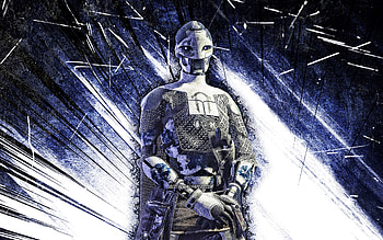 Ada-1, grunge art, Destiny, Adelaide Meyrin, blue abstract rays, Ada-1 Destiny HD wallpaper
