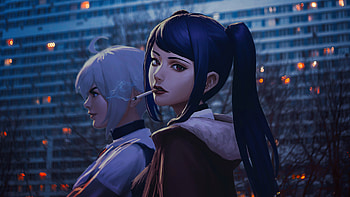 Anime Girls Cigarettes Evening , anime-girl, anime, artist, artwork, digital-art, smoking HD wallpaper