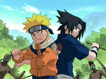 Naruto & Sasuke, sasuke, akastuki, anime, kakashi, naruto, girubatto HD wallpaper