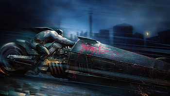 Batman Meets Velocity, batman, superheroes, artwork, digital-art, batcycle HD wallpaper