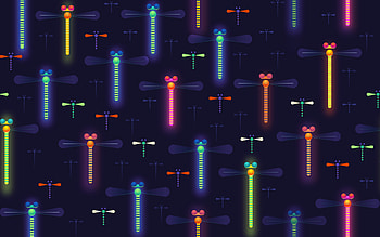 Dragonflies, neon, colorful, dark HD wallpaper