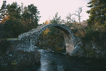 Stone bridge, water stream, river, nature HD wallpaper