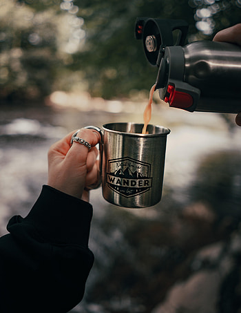 Hand, Miscellanea, Miscellaneous, Cup, Focus, Thermos, Camping, Campsite HD phone wallpaper