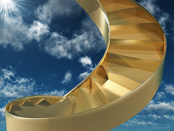 Sky, Gold, Miscellanea, Miscellaneous, Steps, Spiral HD wallpaper