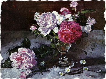 Floral Still Life, crystal, roses, art, goblet, floral, romance, beauty, still life, artwork, painting, flower, love HD wallpaper