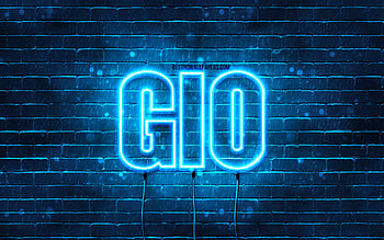 Gio, , with names, Gio name, blue neon lights, Gio Birtay, Happy Birtay Gio, popular italian male names, with Gio name HD wallpaper