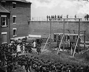 Official graph of the hanging of Mary Surratt, Lewis Payne, David Herold and George Atzerodt on July 7 1865, American History, Historical graphs, History, Abraham Lincoln HD wallpaper