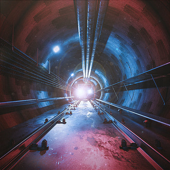 Art, Lights, Shine, Light, Headlights, Tunnel, Rails, Dungeon HD phone wallpaper