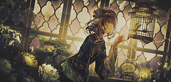 — Twilight Blossom: Anime Girl in Sunlit Aviary, Anime, girl, anime girl HD wallpaper