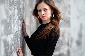 Red Head Model Posing With Wall, girls, model HD wallpaper