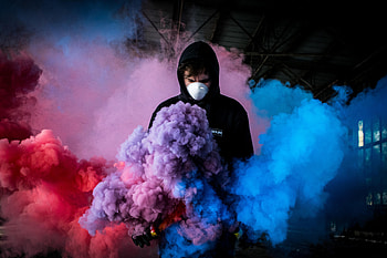 Miscellanea, Miscellaneous, Multicolored, Motley, Mask, Coloured Smoke, Colored Smoke HD wallpaper
