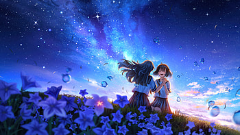Twilight Echoes Your Song In The Starry Sky, anime-girl, anime, artist, artwork, digital-art HD wallpaper