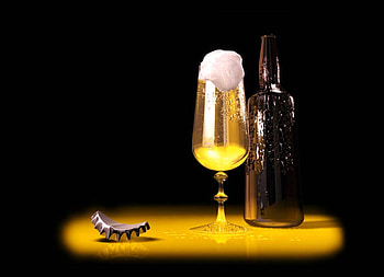 A cold one, table, brown, foam, black background, glass, beer, cap, bottle HD wallpaper