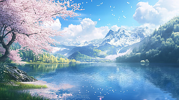 Spring Serenity: Illustrated Landscape, landscape, spring HD wallpaper
