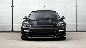 Front, sports car, Porsche Panamera, black HD wallpaper