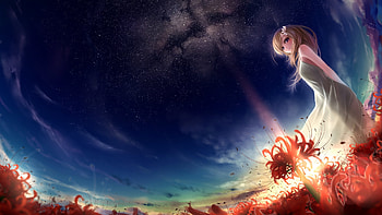 Anime girl and flowers, art, anime, abstract, fantasy, flowers, girl HD wallpaper