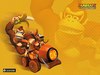 Donkey and Diddy Kong, mario kart, banana, donkey kong, diddy kong HD wallpaper