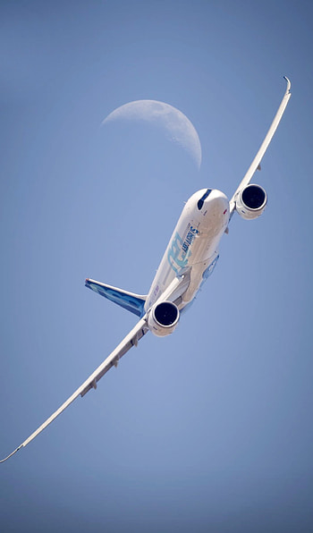 Aeroplane, sky, moon, a330, airbus, aerospace_manufacturer, 2022 HD phone wallpaper