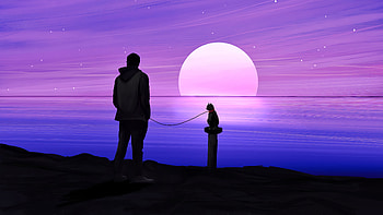 My Alone Time , synthwave, retrowave, artist, artwork, digital-art, alone, cat, artstation HD wallpaper
