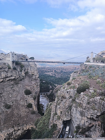 sidi msid bridge, sky, Constantine, rural, قسنطينة, tourism, City, sidi msid, cloud, view, DZ, River, Algeria HD phone wallpaper
