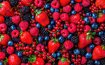 different berries, background with different berries, strawberries, blueberries, raspberries, blackberries HD wallpaper