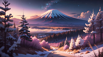 Mount Fuji Dreamy Digital Art, mount-fuji, dreamy, mountains, nature, japan, world, artist, artwork, digital-art, deviantart HD wallpaper