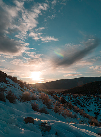 Landscape, Winter, Nature, Sunset, Snow, Hills HD phone wallpaper