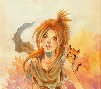 Cat girl, girl, cat, tiger HD wallpaper