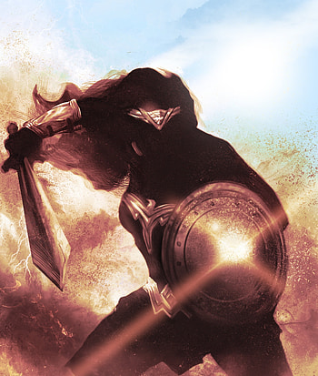 Dark, artwork, Wonder Woman, sword and shield HD phone wallpaper