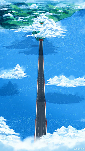 Water, Art, Clouds, View From Above, Road, Bridge HD phone wallpaper
