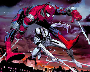 Spider-Man And Anti-Venom, web swinging, comics, marvel, spiderman HD wallpaper