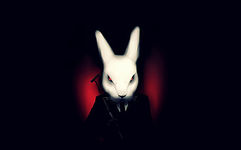 Red eyes bunny, the agent, minimal & dark, art HD wallpaper