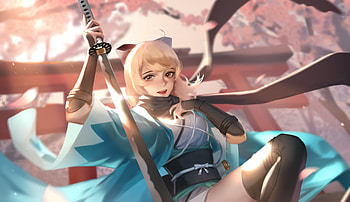 Beautiful, warrior, artwork, Okita Sōji, Fate/Grand Order HD wallpaper