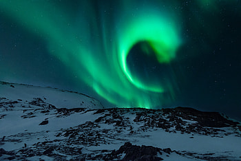 Nature, Northern Lights, relief, snowy hill HD wallpaper